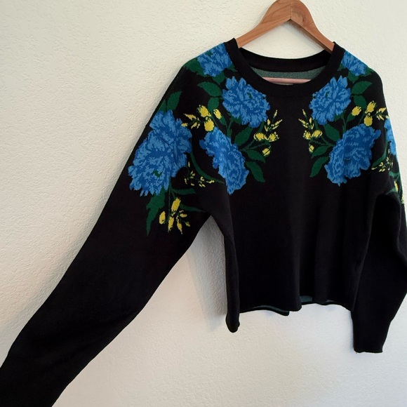 Maeve The Camryn Cropped Crewneck Sweater by Anthropologie Womens Medium - Picture 3 of 9